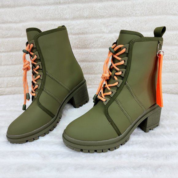 Cape Robbin Stellar Water Resistant Ankle Boots Olive Drab Green - Picture 5 of 8